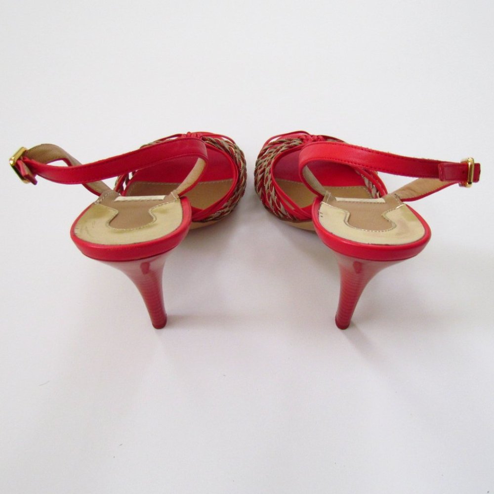 Salvatore Ferragamo Red and Gold Heels - Picture 5 of 7